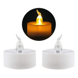 2 Mini Vela Led Eletrônica Luz Amarela Artificial Decorativa