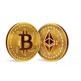 2 Moedas Física Ouro Bitcoin Btc