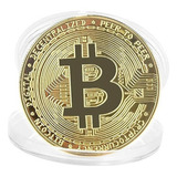 2 Moedas Físicas Bitcoin Dourada Banhada Ouro Colecionador