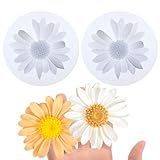 2 Moldes De Silicone Para Margarida- Moldes De Flores Para Fabricação De Velas- Molde De Decoração De Vela De Chocolate Para Fondant De Flores 3D- Molde De Flor Desabrochando Para Vela De Sabão Faça