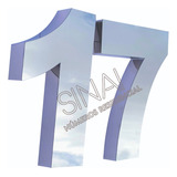 2 Números Residencial 30cm Aço Inox Brilhante 3d