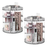 2 Organizador Acrilico Maquiagem Display Giratório 360 Kit