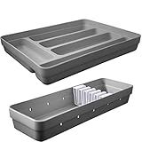 2 Organizadores De Gavetas Porta Talheres Porta Facas Gaveta Logic Chumbo