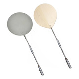 2 Pá Pizza Inox E Madeira Maciça 30cm 36cm 40cm Cabo Longo