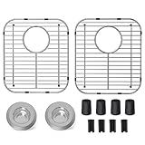 2 Pacotes De Grades De Pia De Cozinha De Aço Inoxidável Protetores De Pia De 33 5 Cm X 29 5 Cm X 3 Cm Com Orifício De Drenagem Traseiro Rack De Pia Para Fundo Da Pia Grade Inferior De Pia De Metal Antiferrugem Com 2 Filtros De Pia