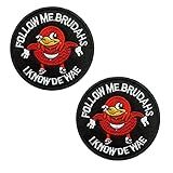 2 Pacotes Ugandeses Knuckles Follow Me Brudahs I Know De Wae Emblema Tático Engraçado Emblema De Combate De Gancho E Laço Emblema Tático Militar Distintivo Patch Redondo De 8 Cm Compatível Com Velcro