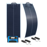 2 Painel Solar Fotovoltaico Flexivel 100w E Controlador Hent Automotivos Cor Preto