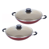 2 Panelas Wok 6l Alumínio 36 Cm Paris Vermelho Tramontina