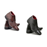 2 Pares Bota Social Masculino Cano Médio Confortável Festa