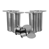 2 Pares De Chumbadores E Tampas Inox Para Escada De Piscina