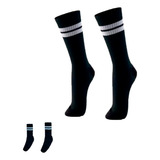 2 Pares De Meia Cano Alto Esportiva Old School Skate Unissex