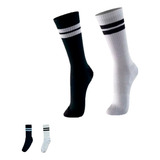2 Pares De Meia Cano Alto Esportiva Old School Skate Unissex