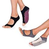 2 Pares De Meia Sapatilha De Yoga E Pilates Para Mulheres Antiderrapante Sem Dedos Antiderrapante Aderente Pilates Barre Ballet Tamano único