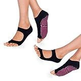 2 Pares De Meia Sapatilha De Yoga E Pilates Para Mulheres Antiderrapante Sem Dedos Antiderrapante Aderente Pilates Barre Ballet Tamano único