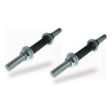 2 Pares Halter Barra Roscada 40cm Maciça Rosca Musculação