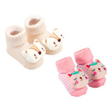 2 Pares Meia 3d Bebê Infantil Chocalho Sapatinho Bichinho