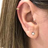 2 Pares Ouro 18k Piercing Tragus