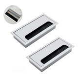 2 Passa Cabos De Mesa Retangular Anodizado Fosco 80x160mm
