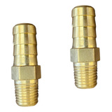 2 Pçs Adaptador Espigão Macho Fixo Latão 5 16 Rosca 1 4 Npt