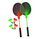 2 Pçs Raquetes De Badminton Luminosa Conjunto Durável Para