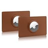 2 Peças AirTag Carteira De Couro Para Apple AirTags Carteira Com Tamanho De Cartão De Crédito Compatível Com AirTag Compatível Com Carteiras Masculinas E Femininas Para Evitar Perdas Rastreador De Carteira Fino Antiperda Marrom 2 Peças Minimalista