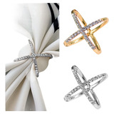 2 Peças Anel Echarpe Lenço Cruzado Strass