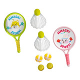 2 Peças Badminton Raquete Para Crianças Ao Contém 6 Bolas