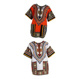  2 Peças Camisa Masculina Dashiki Bordado Africano