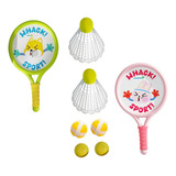 2 Peças Crianças Badminton Raquetes Set Contém 6 Bolas