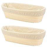 2 Peças De Cesta E Forro De Vime Oval Longo Banneton Brotform à Prova De Massa De Pão