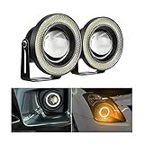 2 Peças De Luz De Neblina Olho De Anjo Para Carro- Lâmpada De LED COB Redonda De Alta Potência Brilhante Com Halo Branco Anéis De Olho De Anjo- Farol De Farol Universal Para Corrida Diurna DRL Lâmpadas De Condução De Carro -amarelo-
