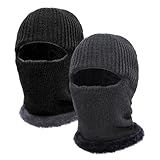2 Peças De Máscara De Esqui De Malha Quente Balaclava Máscara Facial Para Homens E Mulheres Capa De Rosto Inteiro De Lã De Malha Para Esportes Ao Ar Livre Ciclismo Preto Cinza Tamanho Único