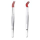 2 Peças De Pinças Dobradas Com Pontas De Borracha Pinça De Ponta Plana Curva De Aço Inoxidável Com Aderência Angular Adesivo De Carimbo De Pedra Antiderrapante Longa Ferramenta Para Artesanato De