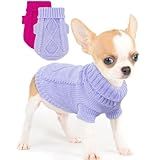 2 Peças De Roupas Chihuahua Suéter De Cachorro Pequeno Primavera Inverno Bonito Malha Gola Rolê Roupas Quentes Grossas Para Gatos Yorkie Roupas Extra Pequenas Para Cães PP Xadrez Rosa Roxo 