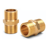 2 Peças Niple Duplo Conexão Latão 1 2 1 2 Rosca Bsp Kit