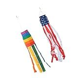2 Peças Vane Wind Vane Windsock Secador De Cabelo Coluna Arco íris Decoração Colorida Arco íris Windsock Com Mastro Decoração Externa Rainbow Weave American Decor Grimace Poliéster