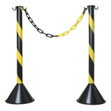 2 Pedestais Plástico Zebrado Preto Amarelo 90cm
