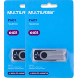 2 Pen Drive Multilaser 64gb Usb 2 0 Twist Pd590 Nfe Garantia