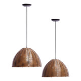 2 Pendente Junco Meia Esfera Luminária Lustre Fio 2 Metros