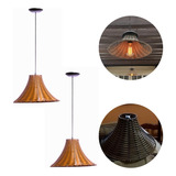 2 Pendentes Junco Chapéu Chinês Luminária Lustre Fio 2m 110v 220v