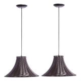 2 Pendentes Junco Chapéu Chinês Luminária Lustre Fio 2m Estrutura Tabaco 110v 220v