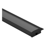 2 Perfil P Led Embutir 24x7 All Black 2mts Com Difusor Fumê