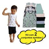 2 Pijamas Infantil Criança Camisa Regata