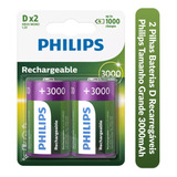 2 Pilhas D Recarregáveis Grande Recarregue De 1000 Vezes