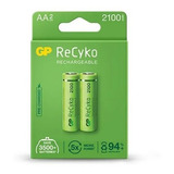 2 Pilhas Recarregáveis Gp Batteries Recyko Aa Nimh 2100mah