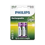 2 Pilhas Recarregáveis Philips Aa 2500mAh Originais Pequena Prontas Pro Uso RTU