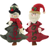 2 Pinheiros Pelúcia Natal Papai Noel Boneco De Neve Pendente
