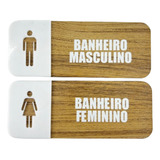 2 Placa Sinalização Banheiro Feminino Masculino Mdf Acrílico