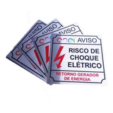 2 Placas Risco Choque Elétrico Gerador Enel 15x15cm Alumínio