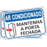 2 Placas Sinalização Ar Condicionado Manter A Porta Fechada